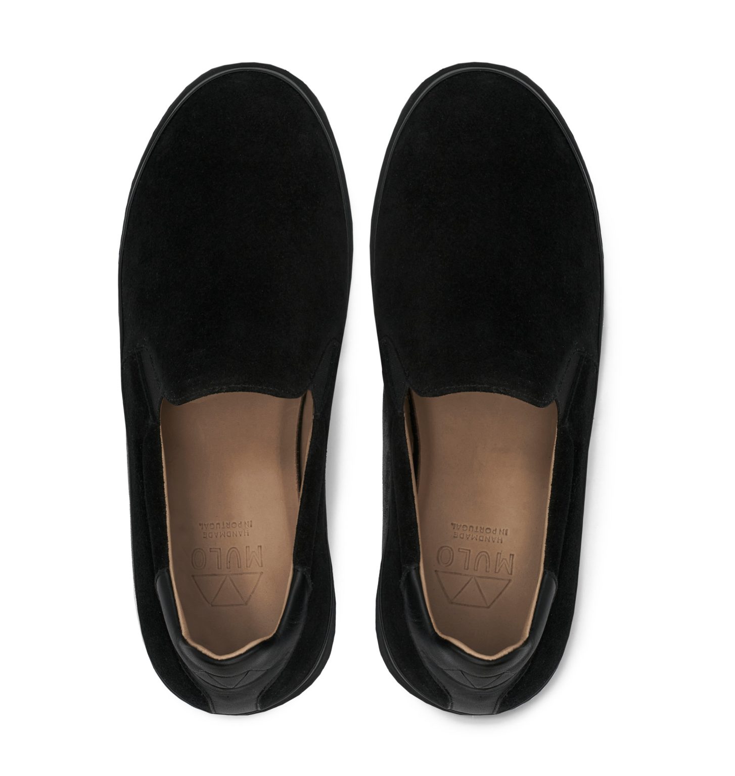 Black Mens Slip-On Sneakers in Suede