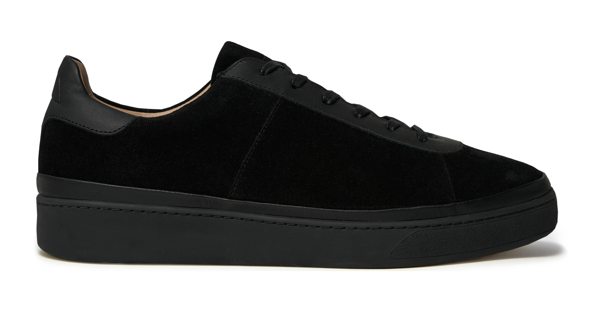 Lace-Up Black Sneakers for Men in Suede