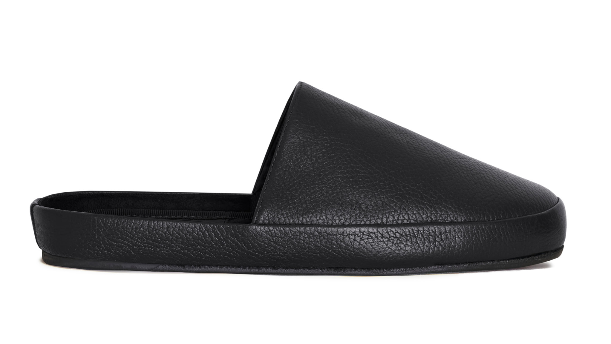 Black Leather Mens Slippers | MULO 