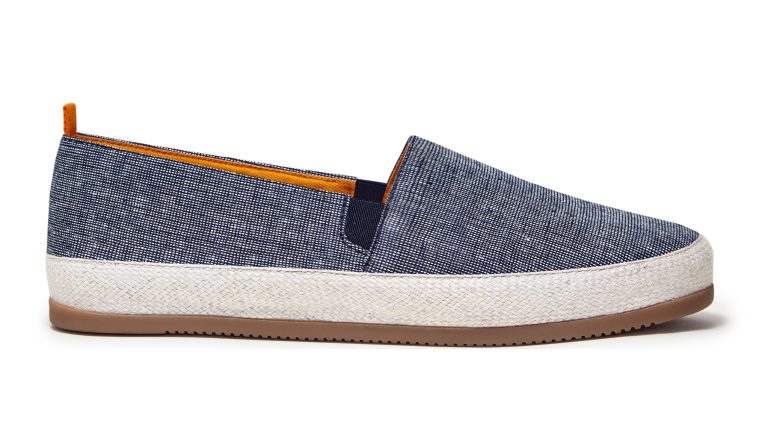 Men's Blue Espadrilles in Navy Linen Weave