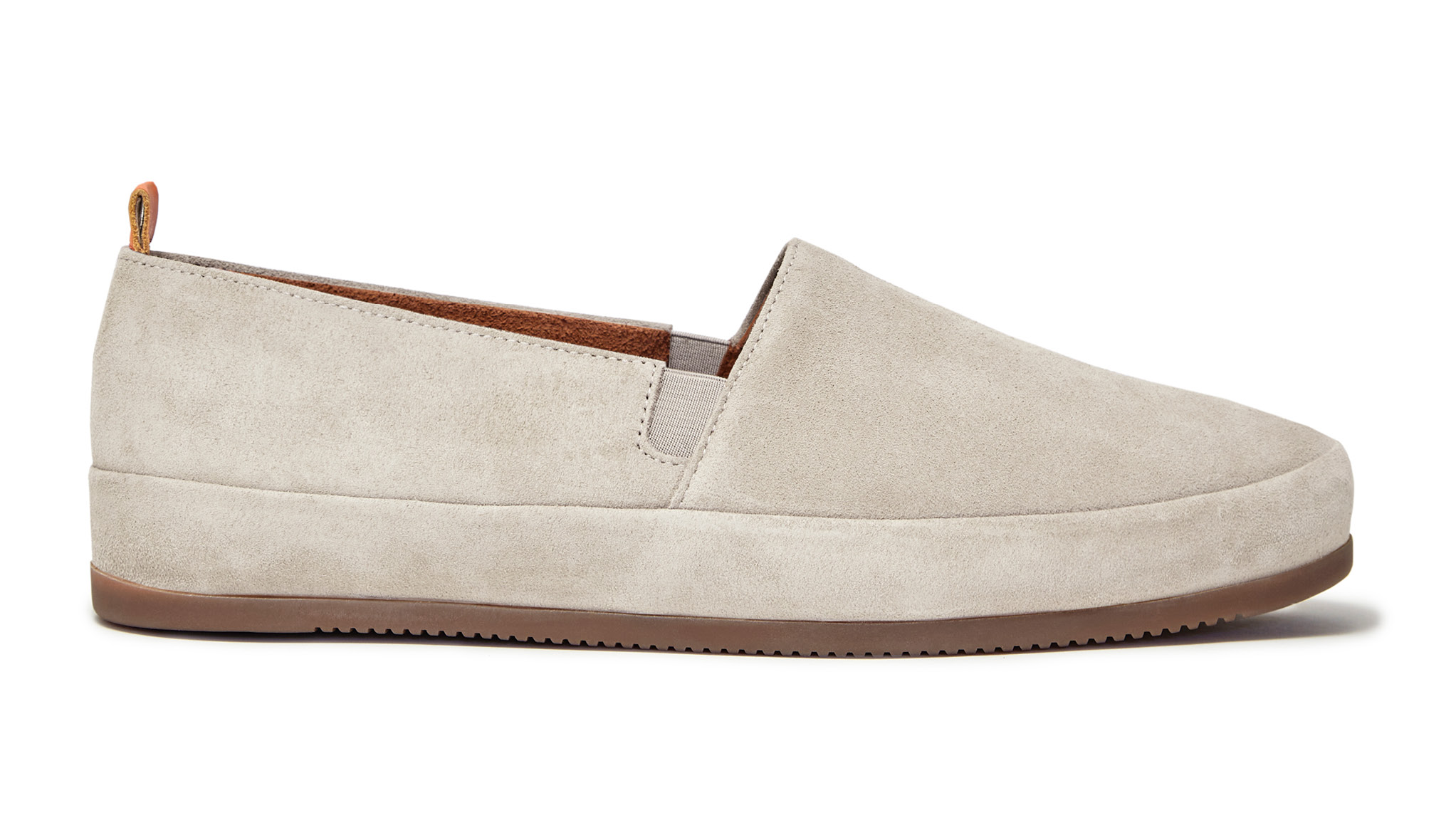white suede loafers