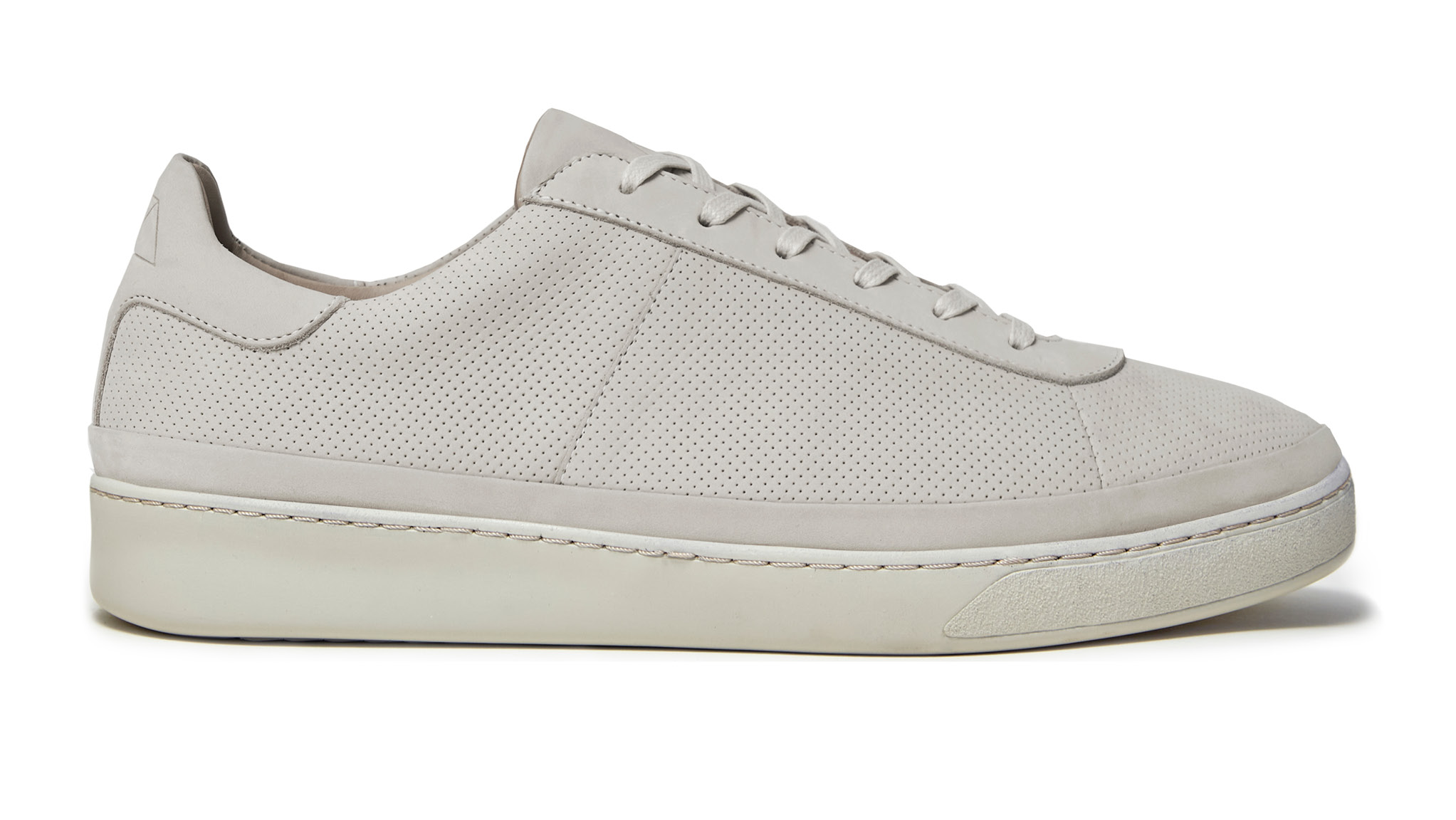 Mens Lace Up Sneakers In Perforated Off White Nubuck  